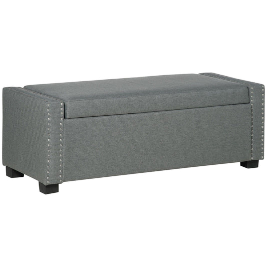 Flip Top Storage Bench Ottoman - Light Grey