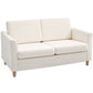 2-Seat Sofa Two-Seater Couch with Armrests and Wood Legs for Living Room, Bedroom, Cream White