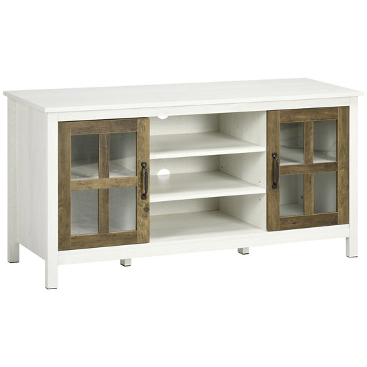 TV Stand with Adjustable Shelves - White