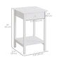 Multipurpose Bedside Table Night Stand W/ Drawer and Storage Shelf End Side Table Bedroom White