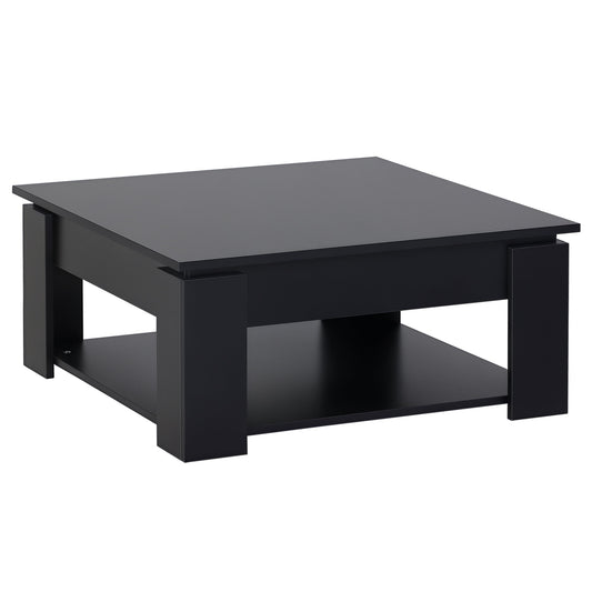 2 Tier Simple Modern Coffee Table Bottom Shelf Living Room Black