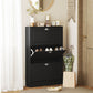 Shoe Cabinet with 3 Flip Drawers, Narrow Shoe Storage Cabinet, Holds 12 Pairs for Entryway, Hallway, Black