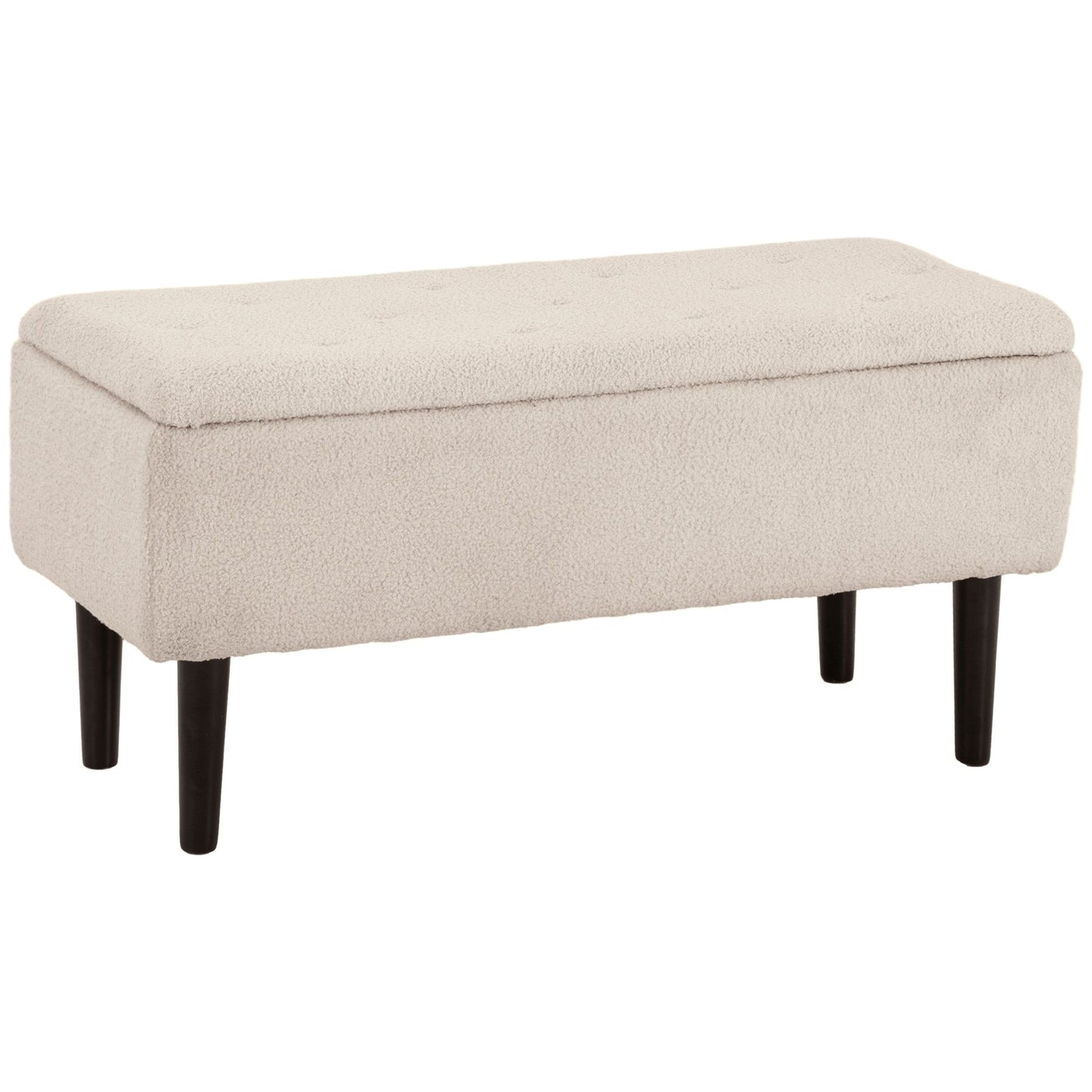 Lamb's Wool Storage Bench Ottoman - Cream White