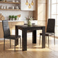 Square Dining Table Set for 2 with PU Leather Chairs - Black