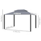 13' x 10' Patio Gazebo Canopy with 2-Tier Polyester Roof, Vented Mesh Sidewall & Strong Aluminum Frame, Grey