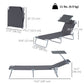 Outdoor Lounge Chair, Adjustable Folding Chaise Lounge, Tanning Chair with Sun Shade for Beach, Camping, Hiking, Backyard, Light Grey