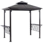 Outdoor Hardtop Grill Gazebo Cooking BBQ Canopy w/ 6 Hooks for Utensils and Double Vented PC Roof, Coffee