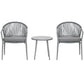 3-Piece Rattan Bistro Set, Garden Seating Group with 2 Armchairs and Coffee Table, Balcony Furniture Set, Grey