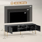 TV Stand for TVs up to 65", Entertainment Center with 2 Open Shelves, 2 Cabinets and Steel Legs for Living Room, Black
