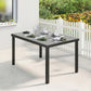 Rectangular Patio Table for 6, Outdoor Dining Table with Wood-Plastic Composite Top and Steel Frame for Garden, Grey