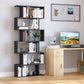 Wooden S Shape Bookcase 6 Shelves Storage Display Home Office Furniture