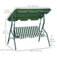 Outdoor Porch Swing with Adjustable Canopy, 3-Seater Patio Swing Chair with Cushion, Green