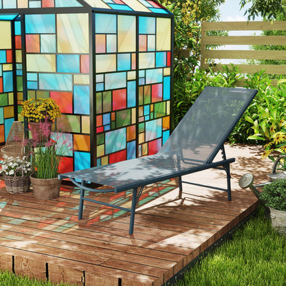 Folding Reclining Chaise Lounge with Mesh Seat