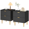 Nightstand Set of 2 with 2 Drawers and Metal Legs - Black