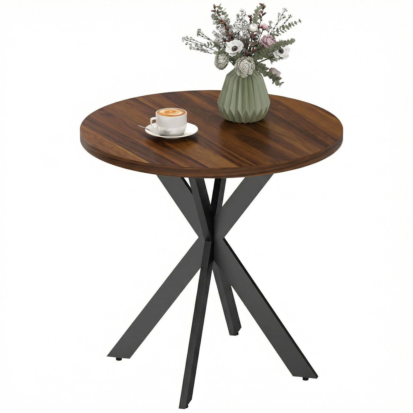 29" Round Dining Table with Steel Legs - Walnut