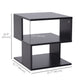 Modern Square 3 Tier Wood Coffee Side Table Storage Shelf Rack End Table Home Office Living Room Small Desk Black
