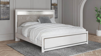 Altyra - White - King Panel Bed With Upholstered Headboard - Forward Furniture