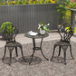 3PCs Patio Bistro Set, Outdoor Cast Aluminum Garden Table and Chairs with Umbrella Hole for Balcony, Bronze