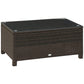 Rattan Wicker Coffee Table with Glass Top Outdoor Garden Patio Furniture Brown Tempered