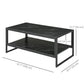 2-Tier Coffee Table with Storage Shelf, Cocktail Table with Marble Textured Table Top, for Living Room Bedroom Dorm, Black