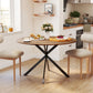 47" Round Kitchen Table for 4, Industrial Dining Table with Steel Legs for Dining Room, Dark Brown and Black