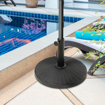 25 lb Black Round Umbrella Base with Rattan Design