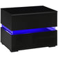Modern Nightstand, Bedside Table with 2 Drawers, RGB LED Lights for Bedroom, Black