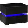 Nightstand with 2 Drawers and RGB LED Lights - Black