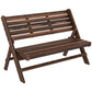 2-Seater Wooden Outdoor Bench, Foldable Garden Bench with Slatted Backrest and Seat, Patio Loveseat, Carbonised Finish