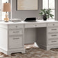 Kanwyn - Whitewash - Home Office Desk With Eight Drawers