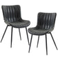 Dining Chairs Set of 2, PU Leather Upholstered Kitchen Chairs with Backrest and Steel Legs, Black
