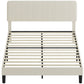 Queen Size Bed Frame with Adjustable Upholstered Headboard Platform Bed Frame Wood Slat Support Noise Free Light Grey