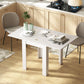 55" Extendable Dining Table for 4-6 Person, Kitchen Table with PU Handle and Felt Pads for Small Spaces, White