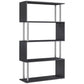 5-Tier S-Shaped Geometric Bookcase - Black