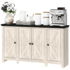 Rustic Buffet Sideboard with Adjustable Shelves - White Wood Grain