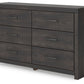 Hollivern - Dark Gray - Six Drawer Dresser