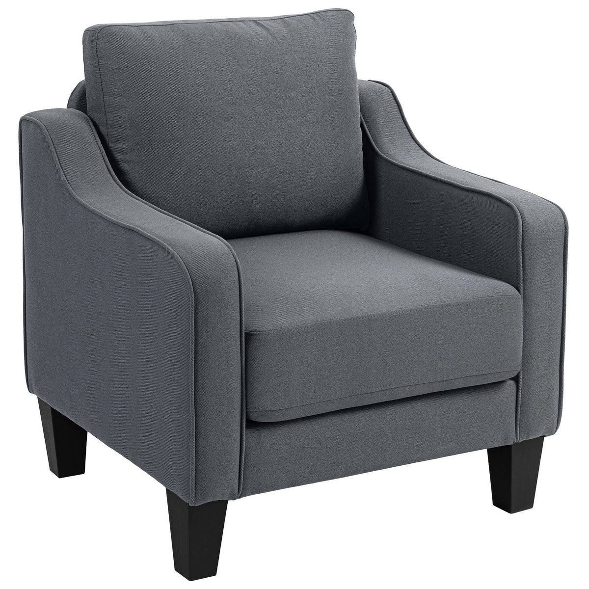 Linen Accent Armchair with Pocket Spring - Charcoal Grey