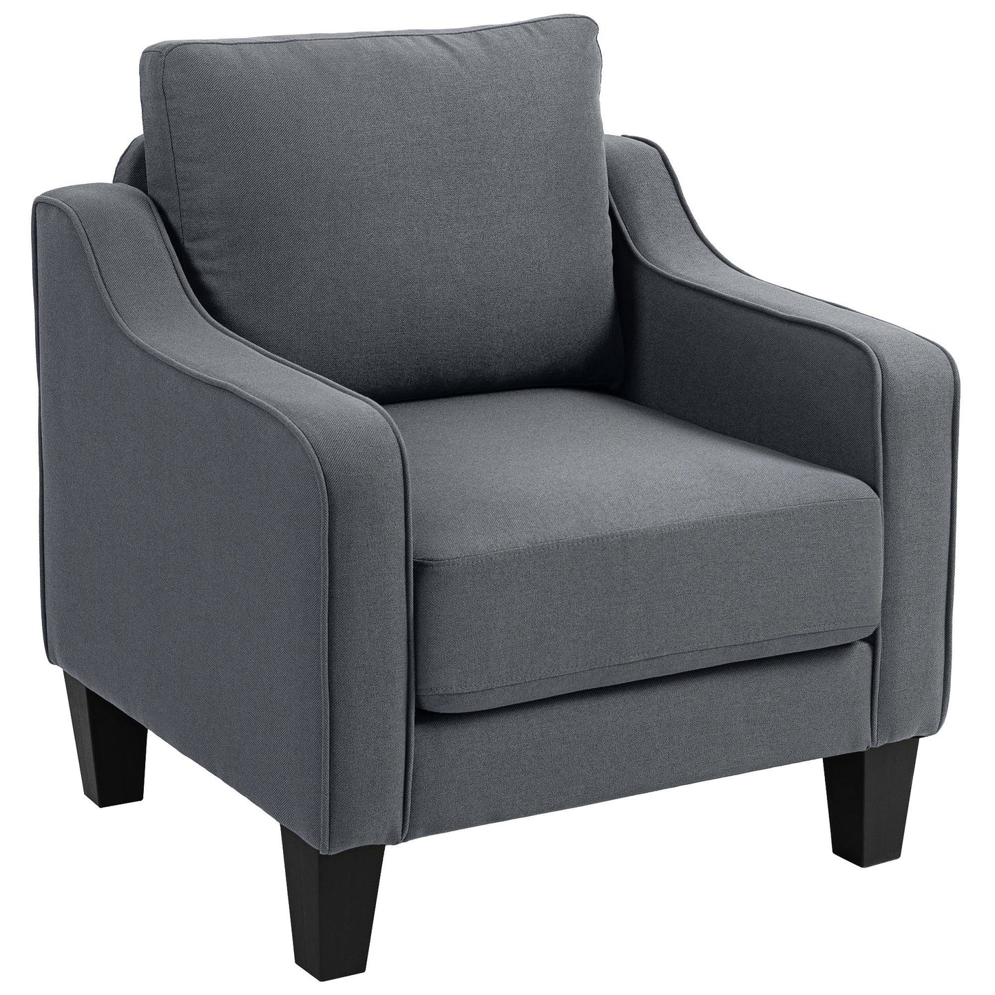 Linen Accent Armchair with Pocket Spring - Charcoal Grey