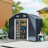 8' x 4' Galvanized Outdoor Storage Shed, Garden Shed with Adjustable Shelves, Double Sliding Doors and Vents