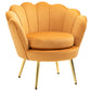 Modern Accent Chair, Velvet-Touch Fabric Leisure Club Chair with Gold Metal Legs for Bedroom, Yellow