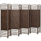 8 Panel Folding Room Divider, Portable Privacy Screen, Wave Fiber Room Partition for Home Office, Brown