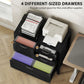 Lateral Filing Cabinet, Farmhouse File Cabinet with 4 Drawers, Fit Letter/A4/Legal Hanging Files, Black Wood Grain