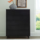 Danziar - Black - Five Drawer Wide Chest