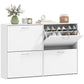 Flip Down Shoe Rack, Multi Cabinet, Wooden Shoe Shelf, Entryway, 4 Drawer Organizer, Freestanding Unit, White