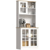 Kitchen Buffet with Hutch and 3 Cabinets - White