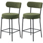 Set of 2 Barstools, Upholstered Corduroy Bar Stools with Backrest, Footrest for Kitchen Island, Dining Room, Green