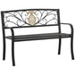 2 Seater Garden Bench 45" x 21.75" x 35.5" Steel Frame Loveseat for Yard, Lawn, Porch, Patio, Black and Gold