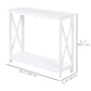40" Console Table, 2 Tier X-Design Narrow Entryway Table with Storage Shelf for Behind Couch, Living Room, Hallway, White