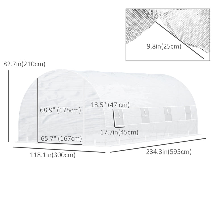 20' x 10' x 7' White Heavy Duty Tunnel Greenhouse