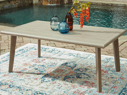 Cliff Trails - Beige - Rectangle Dining Table With Umbrella Option - Forward Furniture